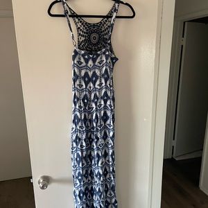 Blue white crochet and tie-dye Maternity dress
